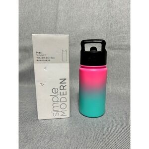 Simple Modern Summit Water Bottle Kids 14oz Pink Teal Sorbet Insulated Straw Lid
